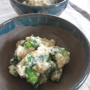 木綿豆腐で作る・・・オクラの生豆腐白和え♪